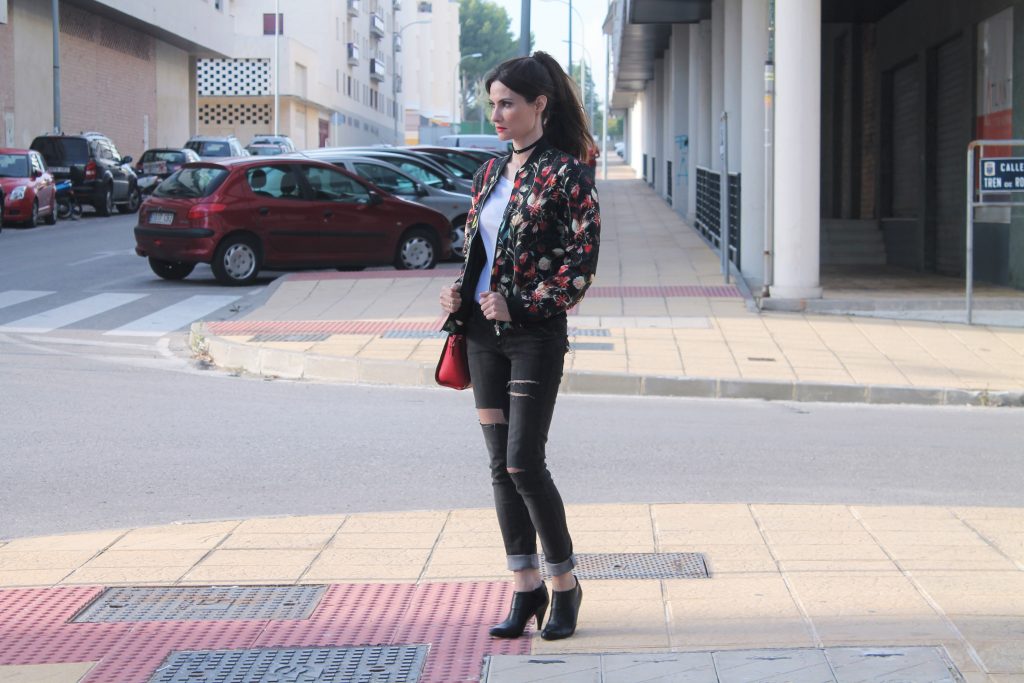 Shein Floral Bomber Outfit