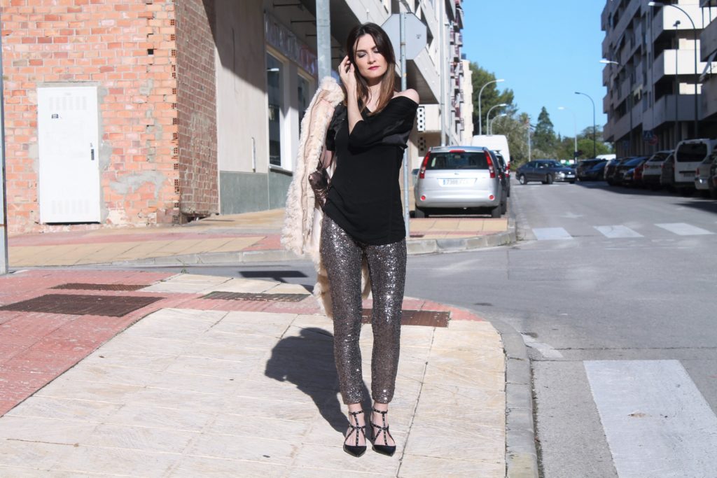 Zaful Silver Sequin Pants Evening Outfit