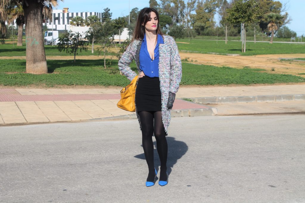 Shein Multicolour Tweed Coat Outfit