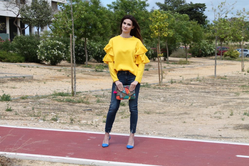 Yellow Ruffle Top Outfit