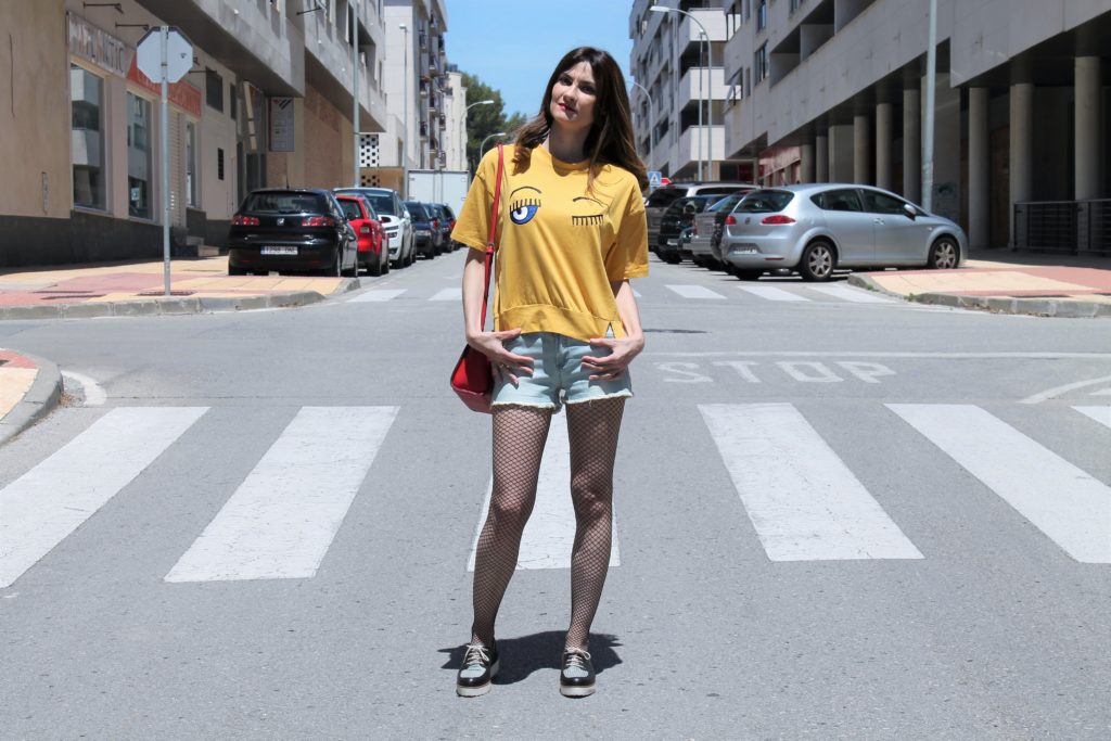 Yellow Embroidered T-Shirt Outfit