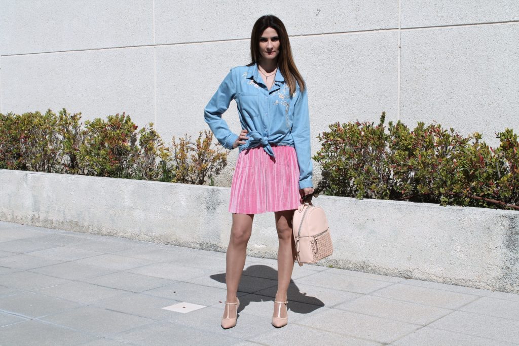 Pink Velvet Skirt Outfit