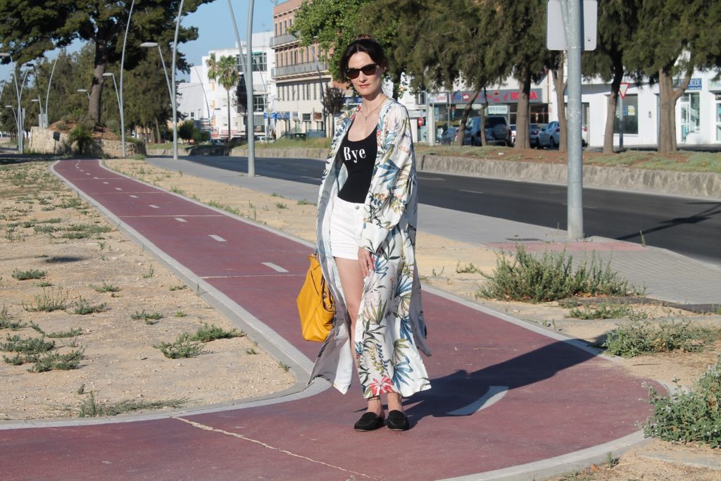 Long Floral Kimono Outfit