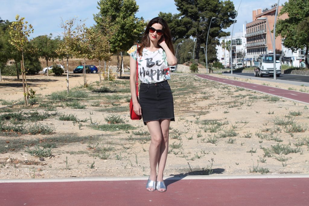 Message Tee & Denim Skirt Outfit