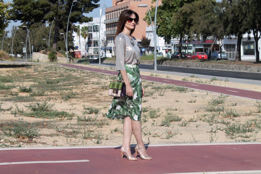 Tropical Print Skirt Outfit