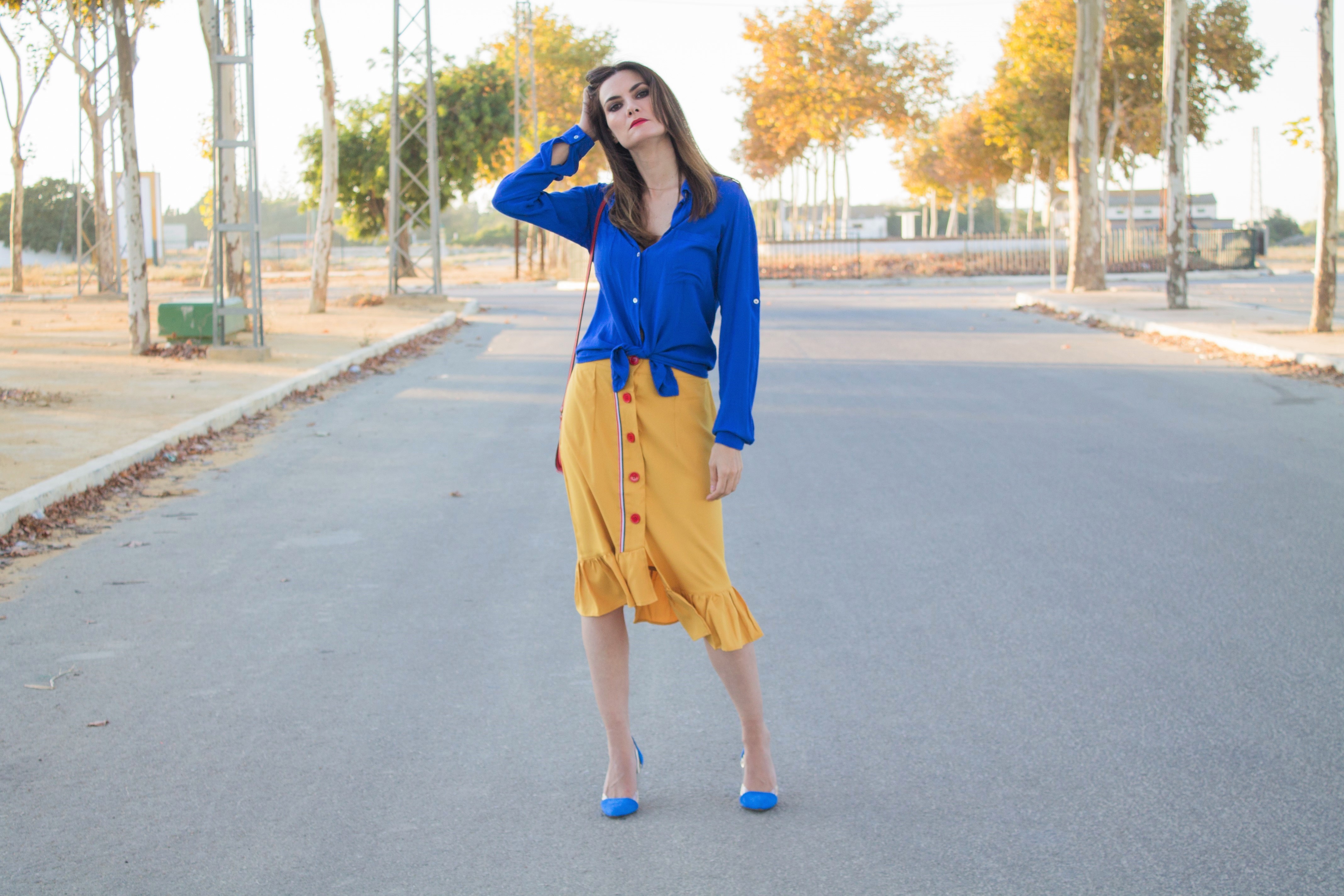 Mustard Midi Skirt Outfit - El Rincón de Rachel