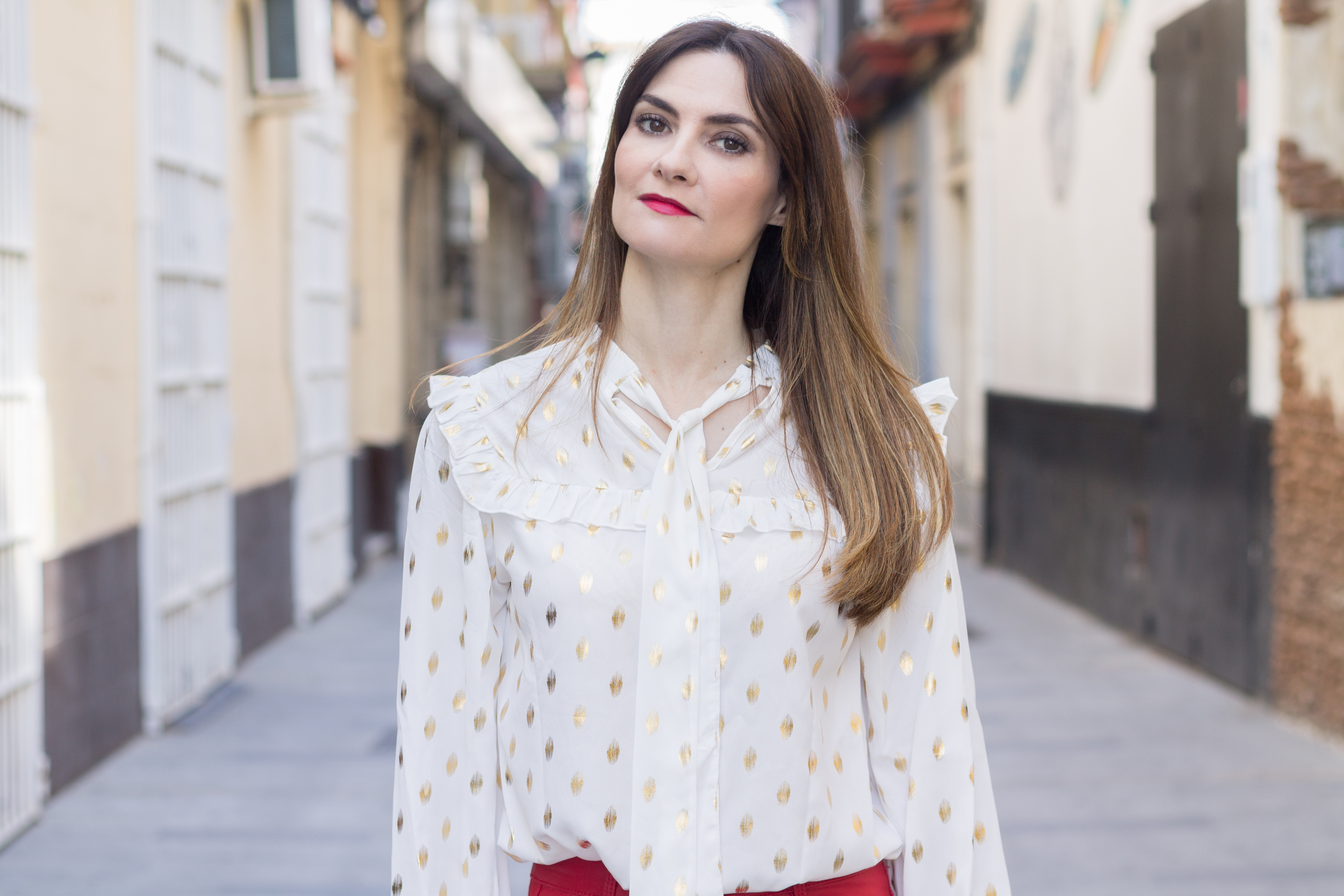 Polka Dot Print Blouse Outfit - El Rincón Rachel