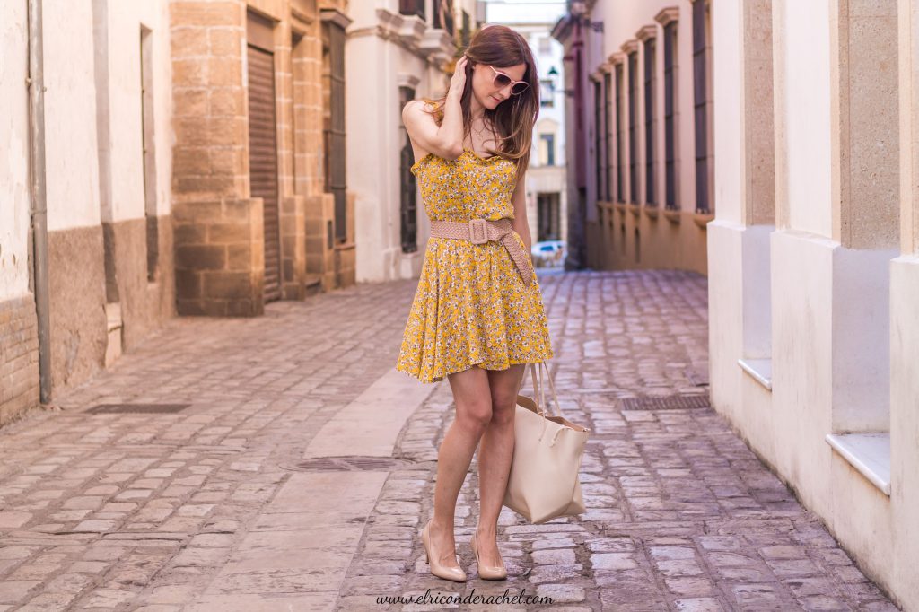 Yellow Floral Print Dress Outfit - El Rincón de Rachel